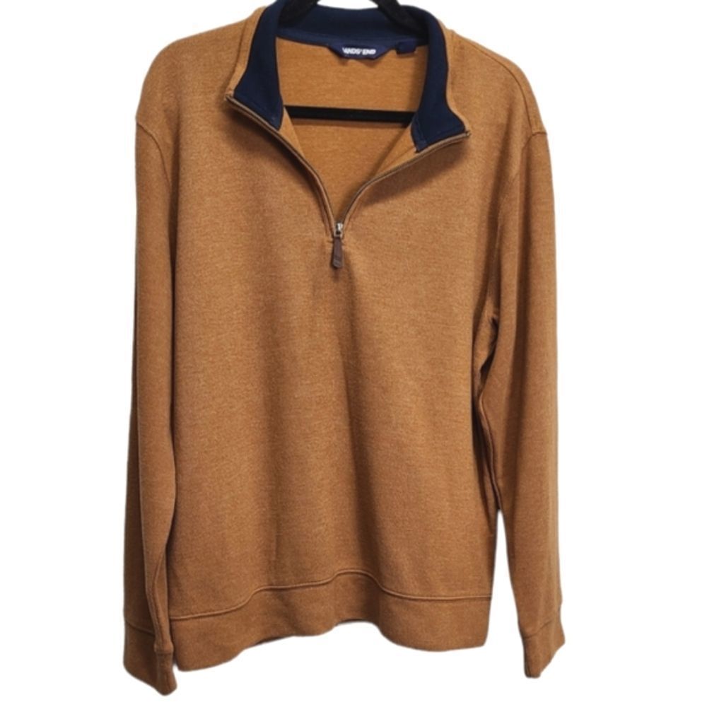Lands' End Men's Half Zip Up Sweater Size Large in Terracotta